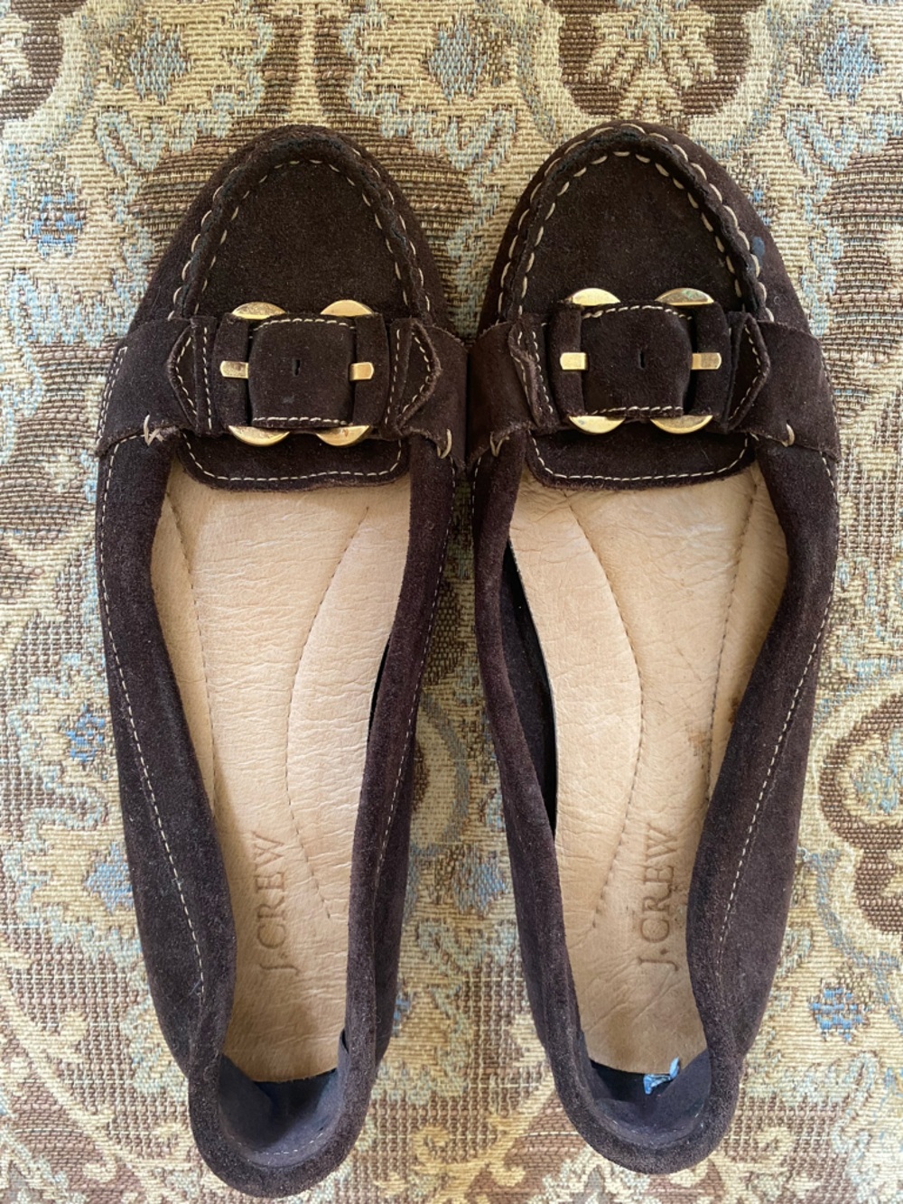 J.CREW Brown Suede Buckle Slip-On Loafer Flats Round Toe Women's Size 7